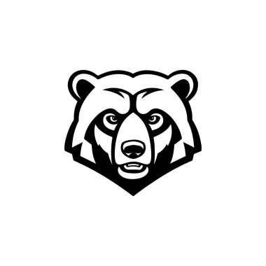 Kızgın ayı kafası. Boz Ayı Maskotu Kafa. Logo, etiket, işaret, rozet için tasarım ögesi.