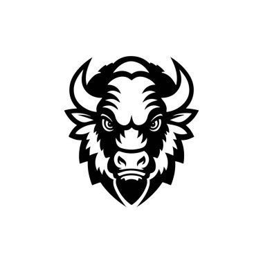 Vahşi bizon tasviri. Logo, etiket ve imza için tasarım ögesi. Vektör illüstrasyonu