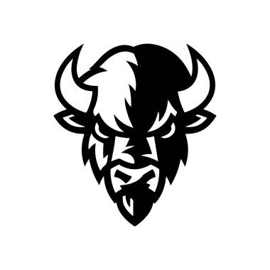 Vahşi bizon tasviri. Logo, etiket ve imza için tasarım ögesi. Vektör illüstrasyonu