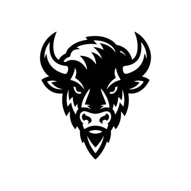 Vahşi bizon tasviri. Logo, etiket ve imza için tasarım ögesi. Vektör illüstrasyonu