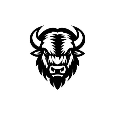 Vahşi bizon tasviri. Logo, etiket ve imza için tasarım ögesi. Vektör illüstrasyonu