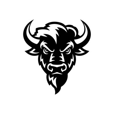Vahşi bizon tasviri. Logo, etiket ve imza için tasarım ögesi. Vektör illüstrasyonu
