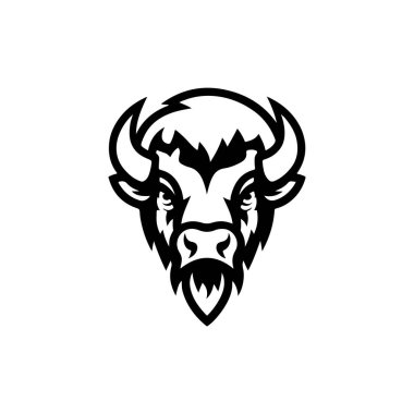 Vahşi bizon tasviri. Logo, etiket ve imza için tasarım ögesi. Vektör illüstrasyonu