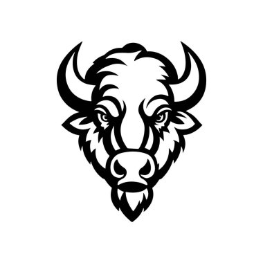 Vahşi bizon tasviri. Logo, etiket ve imza için tasarım ögesi. Vektör illüstrasyonu