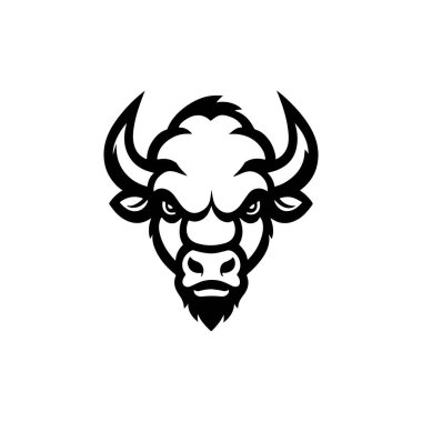 Vahşi bizon tasviri. Logo, etiket ve imza için tasarım ögesi. Vektör illüstrasyonu