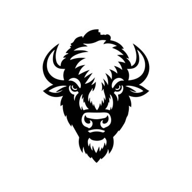 Vahşi bizon tasviri. Logo, etiket ve imza için tasarım ögesi. Vektör illüstrasyonu