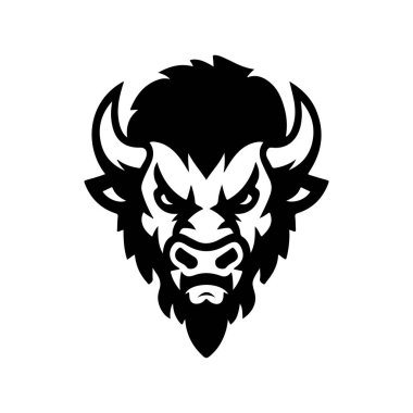 Vahşi bizon tasviri. Logo, etiket ve imza için tasarım ögesi. Vektör illüstrasyonu
