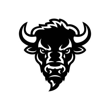 Vahşi bizon tasviri. Logo, etiket ve imza için tasarım ögesi. Vektör illüstrasyonu