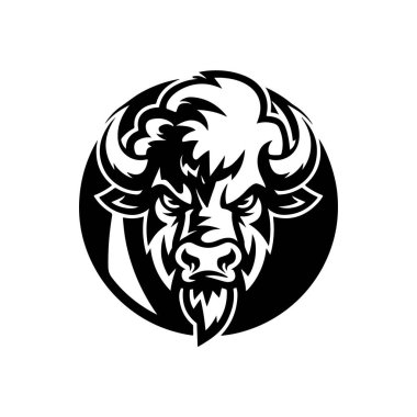Vahşi bizon tasviri. Logo, etiket ve imza için tasarım ögesi. Vektör illüstrasyonu