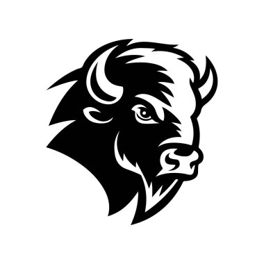 Vahşi bizon tasviri. Logo, etiket ve imza için tasarım ögesi. Vektör illüstrasyonu