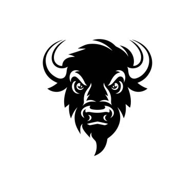 Vahşi bizon tasviri. Logo, etiket ve imza için tasarım ögesi. Vektör illüstrasyonu