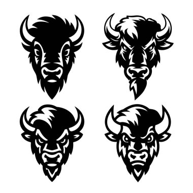 Vahşi bizon tasviri. Logo, etiket ve imza için tasarım ögesi. Vektör illüstrasyonu