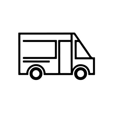 Bir yemek kamyonu tasviri. Amblem, işaret, rozet için tasarım elemanı. Vektör illüstrasyonu