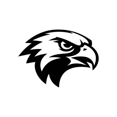 Kartal kafası. Spor takımı veya kulüp maskotu. Logo, etiket, amblem, işaret için tasarım öğesi. Vektör çizimi.