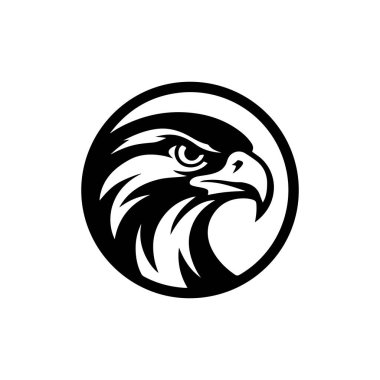 Kartal kafası. Spor takımı veya kulüp maskotu. Logo, etiket, amblem, işaret için tasarım öğesi. Vektör çizimi.