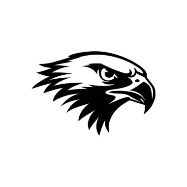 Kartal kafası. Spor takımı veya kulüp maskotu. Logo, etiket, amblem, işaret için tasarım öğesi. Vektör çizimi.
