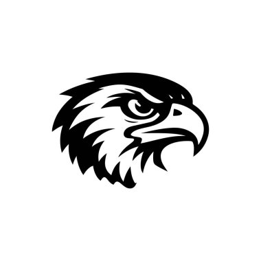 Kartal kafası. Spor takımı veya kulüp maskotu. Logo, etiket, amblem, işaret için tasarım öğesi. Vektör çizimi.