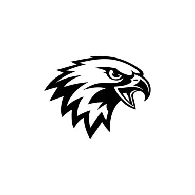 Kartal kafası. Spor takımı veya kulüp maskotu. Logo, etiket, amblem, işaret için tasarım öğesi. Vektör çizimi.