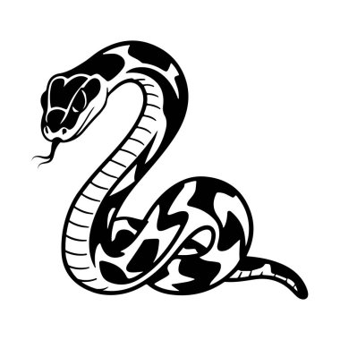 Illustration of snake in monochrome style. Viper snake in logo style. Design element for logo, emblem, sign, badge, poster. Vector illustration  clipart