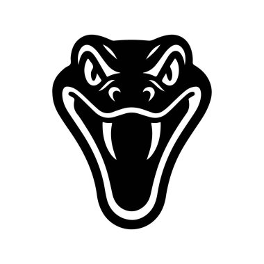 İşleme tarzında kobra yılanı tasviri. Logo, etiket, amblem, işaret, rozet tasarımı. Vektör illüstrasyonu 