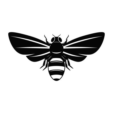 Monokrom tarzında bal arısı tasviri. Logo, işaret ve amblem için tasarım elemanı. Vektör illüstrasyonu 