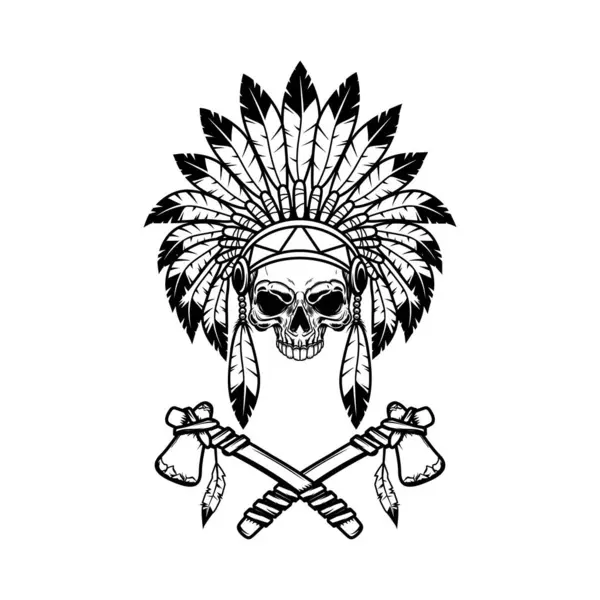 Geleneksel başlıklı yerli kafatası. Vektör illüstrasyonu