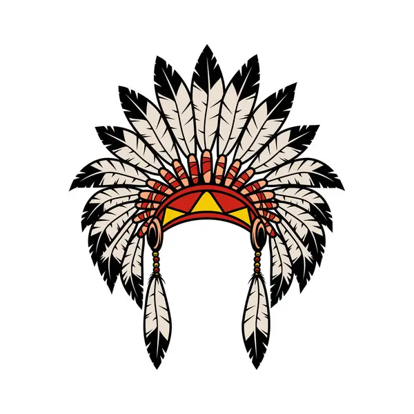 Beyaz arka planda kızılderili şef başlığı. Vektör illüstrasyonu