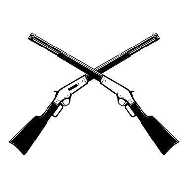 Winchester tüfeğinin monokrom tarzında bir tasviri. Logo, etiket, işaret, poster için tasarım ögesi. 
