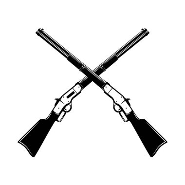 Winchester tüfeğinin monokrom tarzında bir tasviri. Logo, etiket, işaret, poster için tasarım ögesi. 