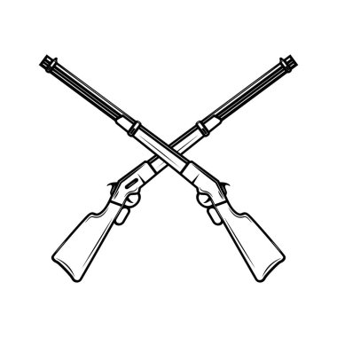 Winchester tüfeğinin monokrom tarzında bir tasviri. Logo, etiket, işaret, poster için tasarım ögesi. 
