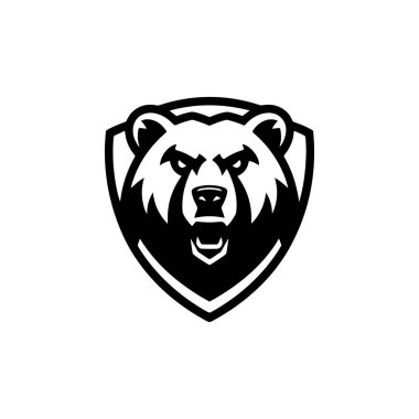 Boz ayı. Ayı amblemi. Modern tarz ayı işareti. Vektör illüstrasyonu