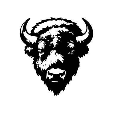 Vahşi bizon tasviri. Logo, etiket ve imza için tasarım ögesi. Vektör illüstrasyonu