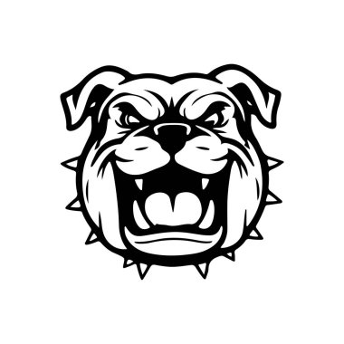 Bulldog kafası tasviri. Logo, etiket ve imza için tasarım ögesi. Vektör illüstrasyonu