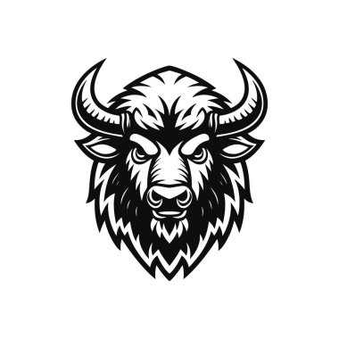 Beyaz arka plan üzerinde izole boğa baş kutsal kişilerin resmi. Tasarım öğesi poster, tişört, arma, işaret için. Vektör çizim