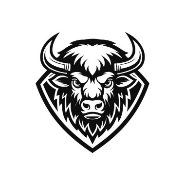 Beyaz arka plan üzerinde izole boğa baş kutsal kişilerin resmi. Tasarım öğesi poster, tişört, arma, işaret için. Vektör çizim