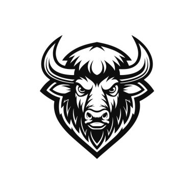 Beyaz arka plan üzerinde izole boğa baş kutsal kişilerin resmi. Tasarım öğesi poster, tişört, arma, işaret için. Vektör çizim