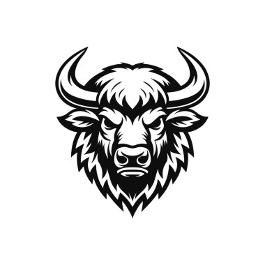 Beyaz arka plan üzerinde izole boğa baş kutsal kişilerin resmi. Tasarım öğesi poster, tişört, arma, işaret için. Vektör çizim