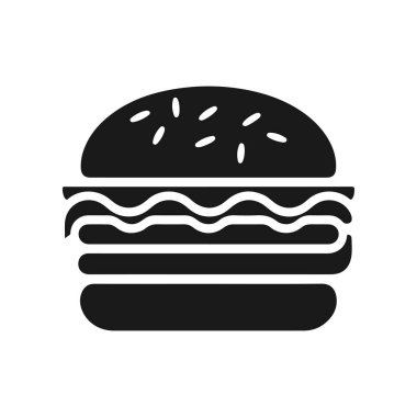 Hamburger tasviri. Hamburger amblemi. Vektör illüstrasyonu