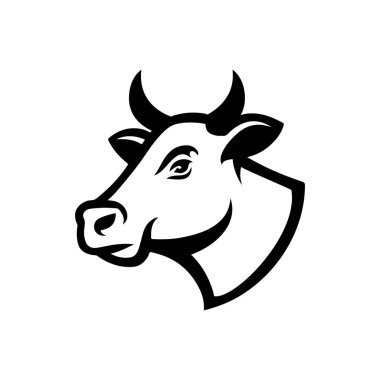 Cow head illustration isolated on white background. Design element for emblem, sign, poster, label.