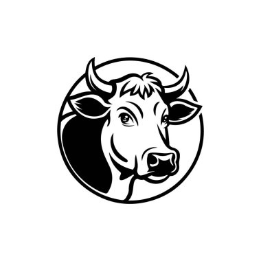 Cow head illustration isolated on white background. Design element for emblem, sign, poster, label.