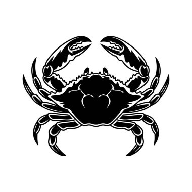 Yengecin klasik oyma çizimi. Yengeçli deniz ürünleri amblemi. Vektör yengeç illüstrasyonu