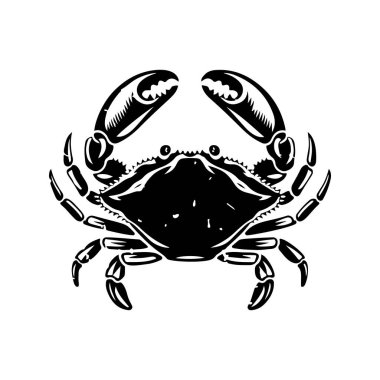 Yengecin klasik oyma çizimi. Yengeçli deniz ürünleri amblemi. Vektör yengeç illüstrasyonu