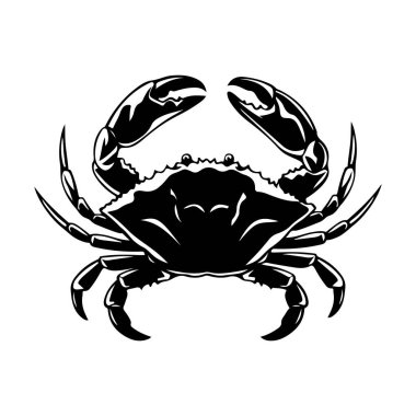 Yengecin klasik oyma çizimi. Yengeçli deniz ürünleri amblemi. Vektör yengeç illüstrasyonu