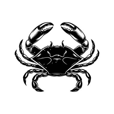 Yengecin klasik oyma çizimi. Yengeçli deniz ürünleri amblemi. Vektör yengeç illüstrasyonu