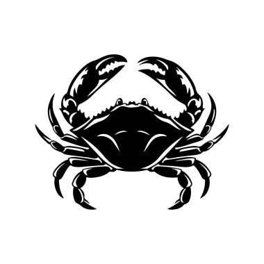 Yengecin klasik oyma çizimi. Yengeçli deniz ürünleri amblemi. Vektör yengeç illüstrasyonu