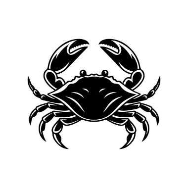 Yengecin klasik oyma çizimi. Yengeçli deniz ürünleri amblemi. Vektör yengeç illüstrasyonu