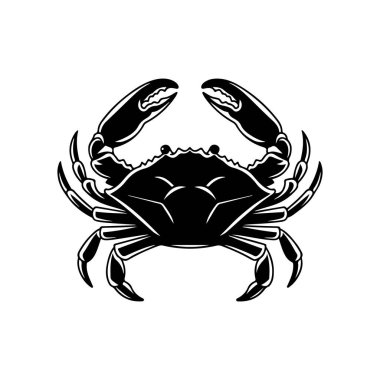 Yengecin klasik oyma çizimi. Yengeçli deniz ürünleri amblemi. Vektör yengeç illüstrasyonu