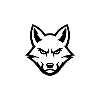 Tilki kafası tasviri. Logo, etiket ve imza için tasarım ögesi. Vektör illüstrasyonu