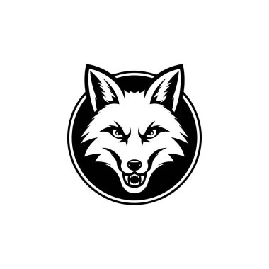 Tilki kafası tasviri. Logo, etiket ve imza için tasarım ögesi. Vektör illüstrasyonu