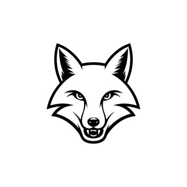 Tilki kafası tasviri. Logo, etiket ve imza için tasarım ögesi. Vektör illüstrasyonu